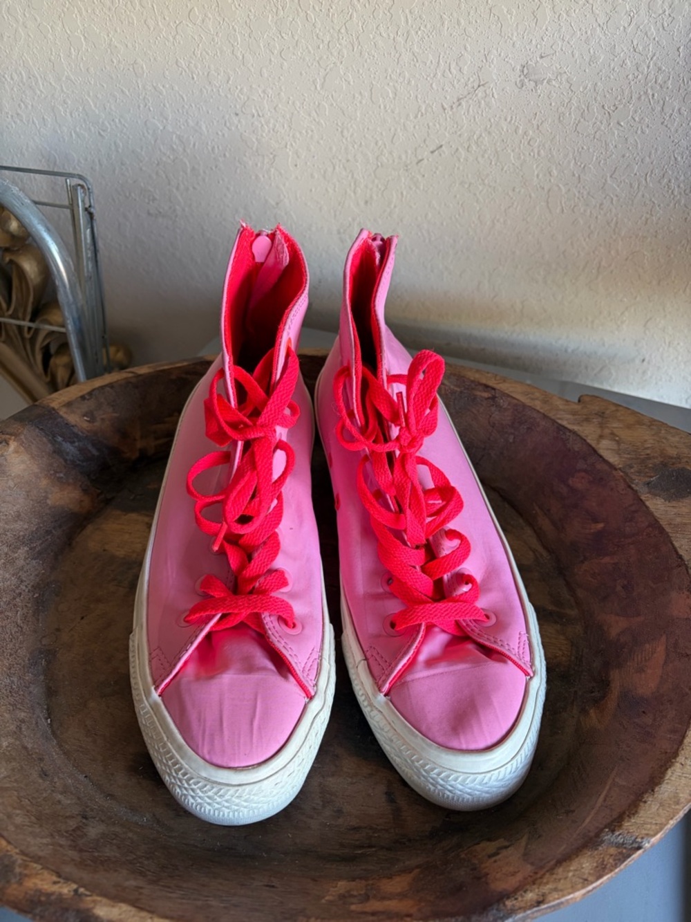 Converse Women's Pink High-Top Sneakers with Hot Pink Laces